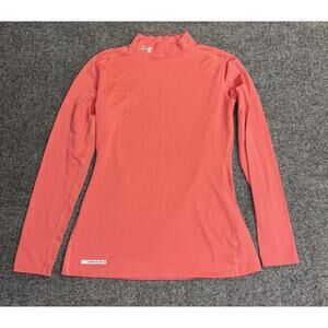 Under Armour Coldgear Mock Neck Long Sleeve Fitted Top Salmon Pink Women's Large